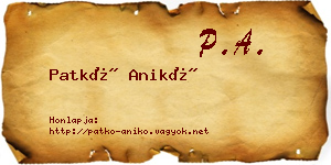 Patkó Anikó névjegykártya